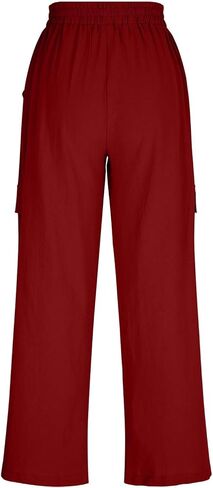 Linen Pants for Women 2026 Solid Color Vintage Pants Comfy Gauze Slacks Lightweight Casual Loose Trousers with Pockets in Kuwait