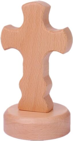 NEWOTE Wooden Standing Cross Statue & Figurine for Table Decoration Home Office Decor Church Religious (Round Head) in Saudi Arabia