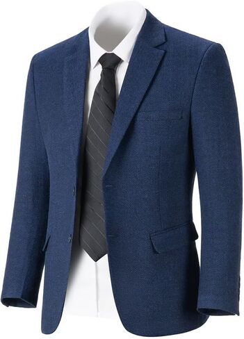 بدلة رجالية سترة متعرجة ريترو تويد بليزر صوف مزيج حفلة موسيقية عشاء رسمي الرجال سترات سهرة بليزرات بدلة عمل منفصلة معاطف رياضية أزرق داكن XL in Kuwait