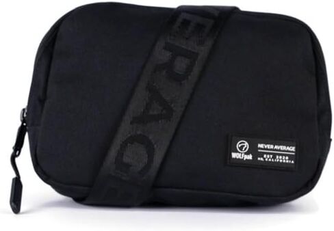 WOLFpak 1.5L Travel Crossbody Fanny Pack (Alpha Black) | Waterproof Gym, Hiking & Running Bag W/Hidden Pocket & Adjustable Strap in Saudi Arabia