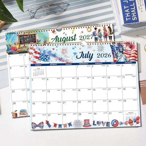 Calendar 2026-2027 - Wall Calendar 2026-2027, Jul 2026 - Dec 2027, 15" x 11.5", Large Wall Calendar 26-27, 18 Months Calendar July 26-27 with Hanging Loop, Perfect Large Calendars for Organizing in Saudi Arabia