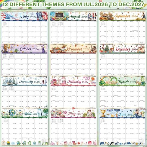 Calendar 2026-2027 - Wall Calendar 2026-2027, Jul 2026 - Dec 2027, 15" x 11.5", Large Wall Calendar 26-27, 18 Months Calendar July 26-27 with Hanging Loop, Perfect Large Calendars for Organizing in Saudi Arabia