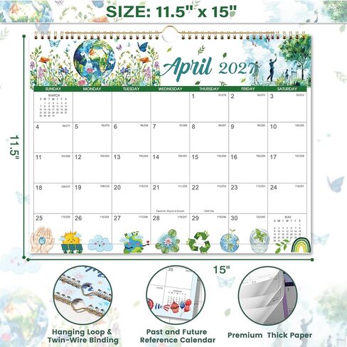 Calendar 2026-2027 - Wall Calendar 2026-2027, Jul 2026 - Dec 2027, 15" x 11.5", Large Wall Calendar 26-27, 18 Months Calendar July 26-27 with Hanging Loop, Perfect Large Calendars for Organizing in Saudi Arabia