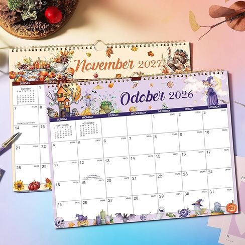 Calendar 2026-2027 - Wall Calendar 2026-2027, Jul 2026 - Dec 2027, 15" x 11.5", Large Wall Calendar 26-27, 18 Months Calendar July 26-27 with Hanging Loop, Perfect Large Calendars for Organizing in Saudi Arabia