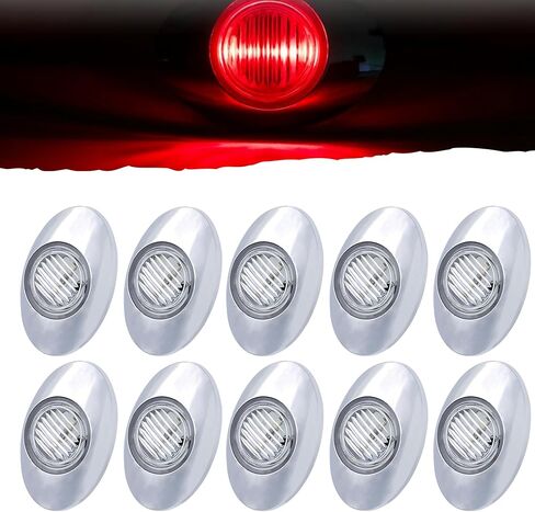 10 قطع 3 بوصة × 2 بوصة كهرمان 3 مصابيح LED لتخليص العلامات الجانبية إطار بيضاوي من الكروم عدسة شفافة نصف مقطورة مقطورة لوحة استبدال لسطح جبل Peterbilt Kenworth Freightliner in Kuwait