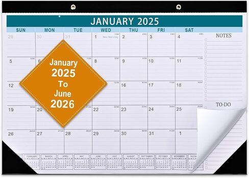 2024 Desk Calendar – 18 Months, Runs from January 2024 to June 2025 – 17’’ x 12’’ Large Desk/Wall Calendar Planner with Large, Ruled Blocks in Kuwait