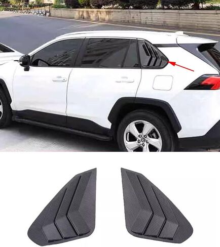 ملحقات السيارة مناسبة لتويوتا RAV4 2020 2021 2022 ABS فتحات النافذة الجانبية الخلفية غطاء ظلال الستائر (ألياف الكربون) مجموعة 2 قطعة in Saudi Arabia
