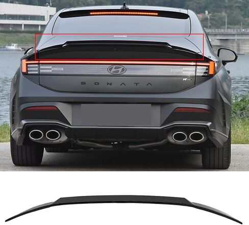 for 2023-2026 Hyundai Sonata Glossy Black V Style Rear Trunk Spoiler Wing LID in Saudi Arabia