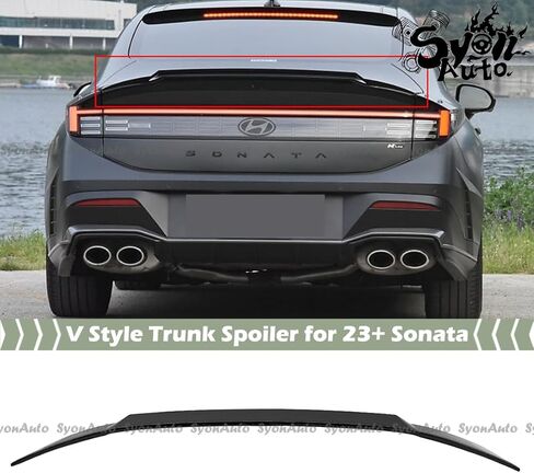 for 2023-2026 Hyundai Sonata Glossy Black V Style Rear Trunk Spoiler Wing LID in Saudi Arabia