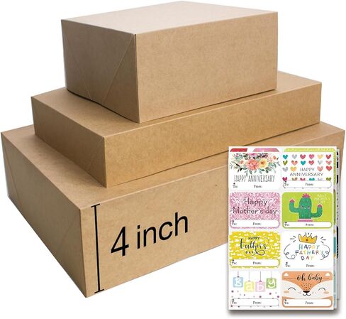 12 Kraft Christmas Gift Boxes with Lids for wrapping Large Clothes and 80 Foil Christmas Gift Stickers (Assorted size for wrapping Robes, Sweater, Coat, Shirts and Clothes xmas Holiday Present) in Kuwait