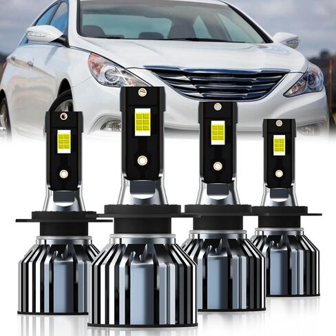 Fit For HYUNDAI SONATA 2011-2014 Light Bulbs, H7 High Beam + H7 Low Beam, 4-Pack in Saudi Arabia