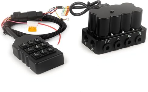 8-Way Solenoid Valve Air Ride Suspension Manifold Kit Waterproof with 9-Switch 5M Wired Remote Controller 12V 200PSI in Saudi Arabia
