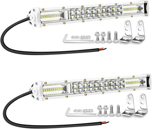 7 Inch Slim Light Bar for Boat Truck, 60W 6000lm Marine Waterproof LED Small Light Bars, 12V 24V LED Spot Flood Double Row Spotlights for ATV UTV RV RZR Trailer Fishing Driving, 1 Pack, White Housing in Kuwait
