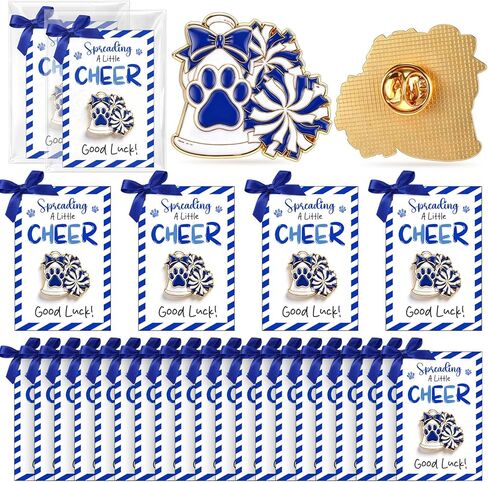 Konohan 24 Sets Cheer Team Gifts Bulk Cheerleader Paw Print Pins Brooches with Good Luck Tags Cheer Awards Team Inspirational Gift Accessories Competitions Party Favor for Teammates in Saudi Arabia