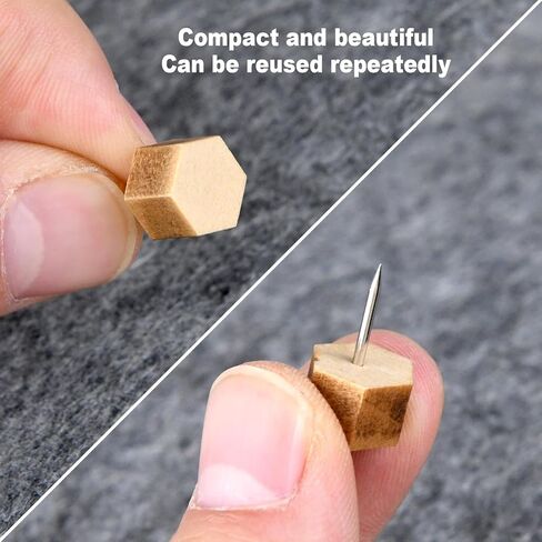 Decorative Push Pins,Wooden Push Pins for Cork Board,Thumb Tacks for Cork Board Hexagon (50) in Saudi Arabia