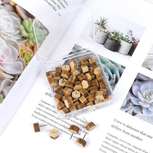 Decorative Push Pins,Wooden Push Pins for Cork Board,Thumb Tacks for Cork Board Hexagon (50) in Saudi Arabia