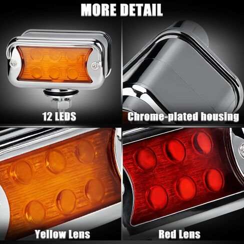 Bestview Dual Face Pedestal Fender Lights Compatible with Peterbilt Kenworth Freightliner Mack Western Star Semi Trucks, 12 LED Strobe Amber Red Marker Turn Signal Lights, 2PCS in Saudi Arabia