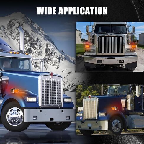 Bestview Dual Face Pedestal Fender Lights Compatible with Peterbilt Kenworth Freightliner Mack Western Star Semi Trucks, 12 LED Strobe Amber Red Marker Turn Signal Lights, 2PCS in Saudi Arabia
