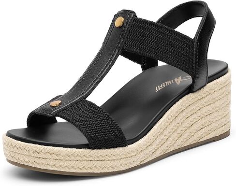Athlefit Women's Espadrille Platform Wedge Sandals Comfortable Casual Open Toe Summer Dressy Sandals with Elastic Strap in Saudi Arabia