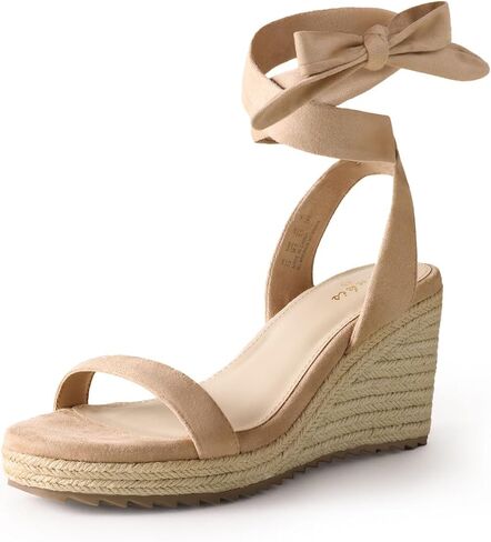 Ankis Women's Espadrilles Wedges Sandals Heels Open Toe Tie Lace Up Cute Ankle Strap Dressy Platform Wedges Sandals in Saudi Arabia