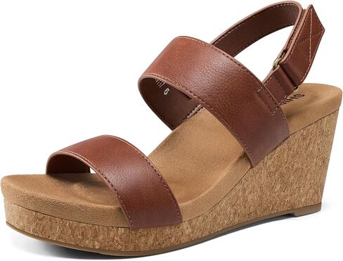 SHIBEVER Wedge Sandals for Women Dressy: Comfortable Suede Memory Foam Cork Platform Sandals Hook & Loop Ankle Strap Casual Walking Wedges Shoes in Saudi Arabia