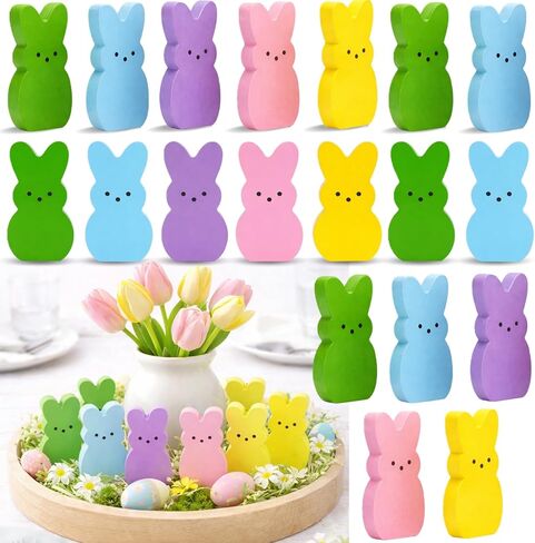 ديكور خشبي لعيد الفصح، مجموعة أرنب صغيرة مكونة من 30 قطعة، صينية متدرجة قائمة بذاتها وحشوات سلة عيد الفصح، ديكورات رف رف رف الطاولة المركزية in Kuwait