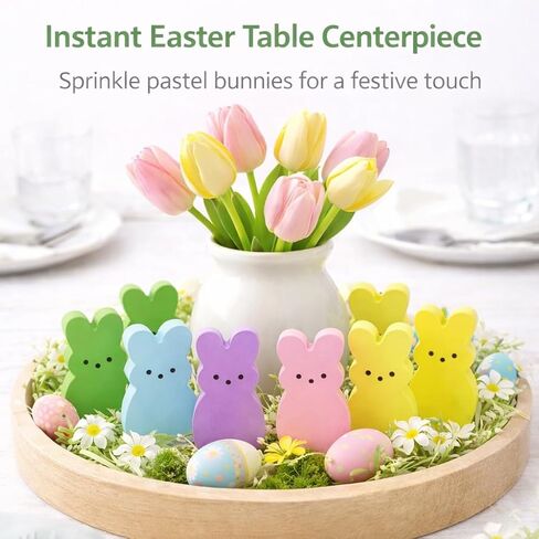 ديكور خشبي لعيد الفصح، مجموعة أرنب صغيرة مكونة من 30 قطعة، صينية متدرجة قائمة بذاتها وحشوات سلة عيد الفصح، ديكورات رف رف رف الطاولة المركزية in Kuwait