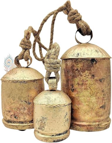 Set of 3 Large Giant Harmony Rustic Gold Christmas Bells for Decoration Perfect for Cow Bell, Door Hanging, Staircase, Wall Decorative Bells in Saudi Arabia