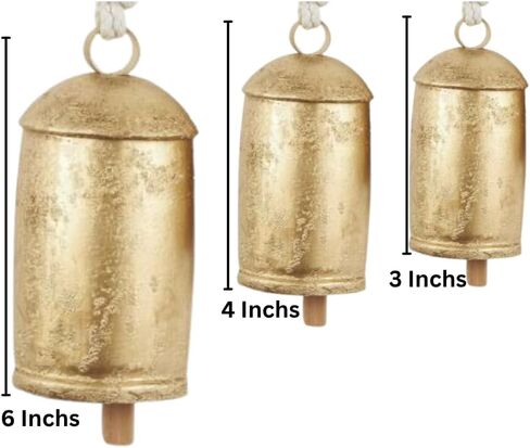 Set of 3 Large Giant Harmony Rustic Gold Christmas Bells for Decoration Perfect for Cow Bell, Door Hanging, Staircase, Wall Decorative Bells in Saudi Arabia