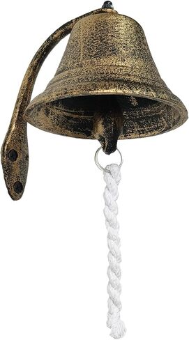 جرس عشاء مثبت على الحائط من Z metnal ريفي عتيق - جرس باب معدني معلق من الحديد الزهر مقاس 8 بوصات للشرفة والحديقة ومدخل المنزل، يشمل الحبل، طائرين صغيرين in Kuwait
