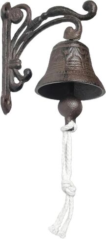 Z metnal Rustic Vintage Wall Mounted Dinner Bell - 8 inch Decorative Cast Iron Metal Hanging Door Bell for Porch, Garden & Home Entryway, Rope Include, Two Little Bird in Kuwait