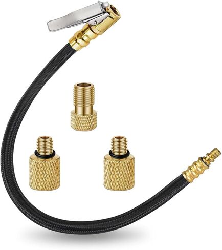 12'' Tire Inflator Extension Tube, Tyre Pump Quick Inflation Chuck Adapter with Presta Valve, Portable Clip On Connector High-Pressure Tube, Auto Maintenance Accessory for Car Motorcycle in Saudi Arabia