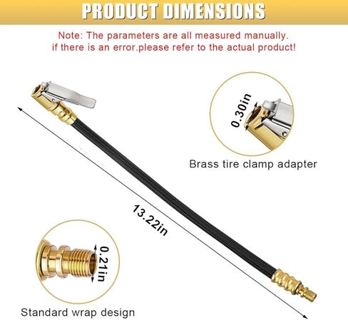 12'' Tire Inflator Extension Tube, Tyre Pump Quick Inflation Chuck Adapter with Presta Valve, Portable Clip On Connector High-Pressure Tube, Auto Maintenance Accessory for Car Motorcycle in Saudi Arabia