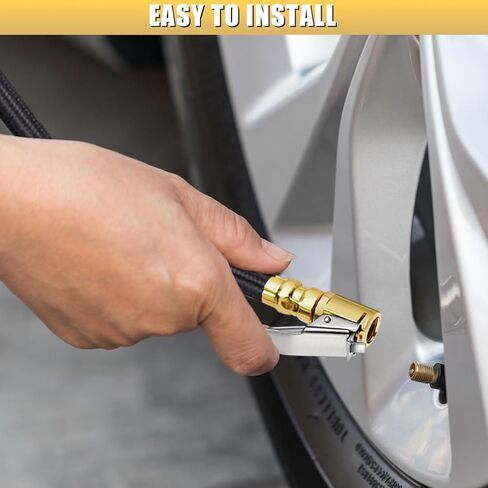 12'' Tire Inflator Extension Tube, Tyre Pump Quick Inflation Chuck Adapter with Presta Valve, Portable Clip On Connector High-Pressure Tube, Auto Maintenance Accessory for Car Motorcycle in Saudi Arabia
