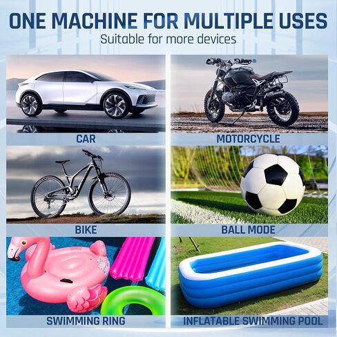 مضخة هواء محمولة لنفخ الإطارات، ضاغط هواء لاسلكي لإطارات السيارة، مضخة كهربائية للكرة والدراجة والدراجة النارية in Kuwait