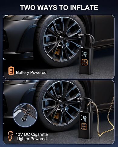 منفاخ إطارات محمول بقوة 180 رطل لكل بوصة مربعة، مضخة هواء أسرع 6 مرات لإطارات السيارات مع مقياس ضغط رقمي، محول تيار مستمر 12 فولت، ضوء LED، منفاخ إطارات محمول للسيارة والدراجات النارية والدراجة، فضي in Kuwait
