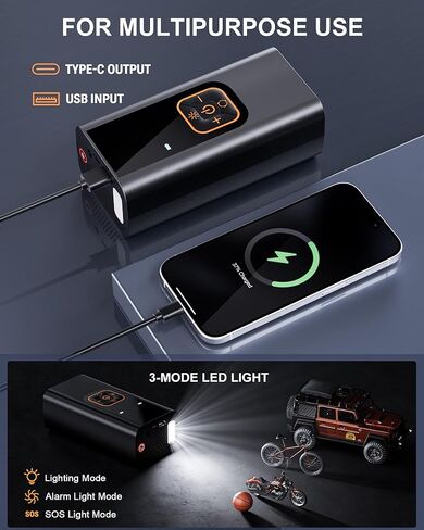 منفاخ إطارات محمول بقوة 180 رطل لكل بوصة مربعة، مضخة هواء أسرع 6 مرات لإطارات السيارات مع مقياس ضغط رقمي، محول تيار مستمر 12 فولت، ضوء LED، منفاخ إطارات محمول للسيارة والدراجات النارية والدراجة، فضي in Kuwait