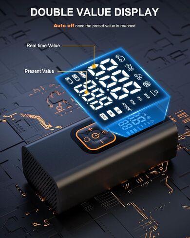 منفاخ إطارات محمول بقوة 180 رطل لكل بوصة مربعة، مضخة هواء أسرع 6 مرات لإطارات السيارات مع مقياس ضغط رقمي، محول تيار مستمر 12 فولت، ضوء LED، منفاخ إطارات محمول للسيارة والدراجات النارية والدراجة، فضي in Kuwait