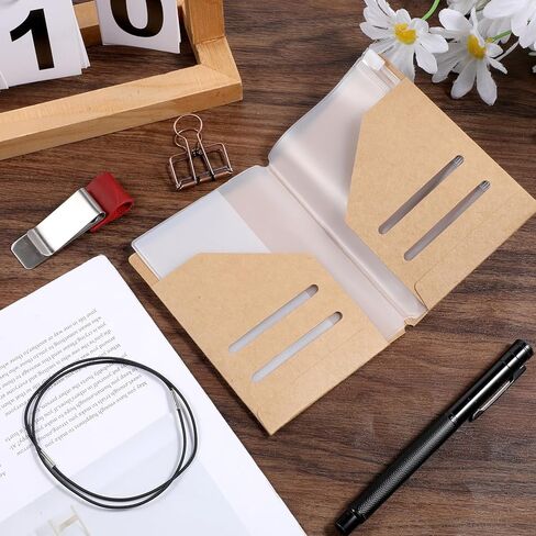 12Pcs Passport Size Notebook Accessories Kit - Travelers File Folder, Zipper PVC Pouch, Pen Holder, Binder Clip and 4pcs Elastic Bands for Standard Size Travelers Notebook in Saudi Arabia