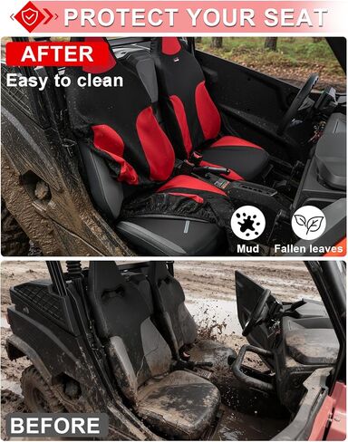 غطاء مقعد StarknightMT Zforce 950 مقاوم للماء متوافق مع Cf Moto Zforce 950 2023-2026 1680D غطاء وسادة مع حماية UTV للجيب للمقاعد الخلفية الأمامية باللونين الأسود والأحمر in Saudi Arabia