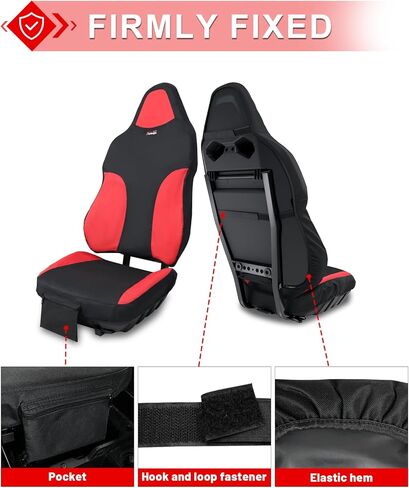 غطاء مقعد StarknightMT Zforce 950 مقاوم للماء متوافق مع Cf Moto Zforce 950 2023-2026 1680D غطاء وسادة مع حماية UTV للجيب للمقاعد الخلفية الأمامية باللونين الأسود والأحمر in Saudi Arabia