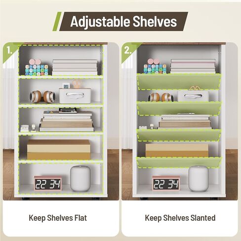 خزانة ملفات جانبية، حامل طابعة مع أدراج ملفات وأرفف مفتوحة، خزانة ملفات جانبية متنقلة ذات درجين مع عجلات قفل، لتخزين المكاتب المنزلية، لون الجوز والأبيض in Kuwait