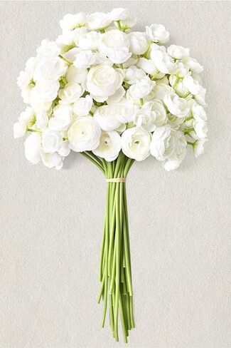 Waipfaru Ranunculus Artificial Flowers, 18Pcs 14In Fake Peonies Artificial Flowers, White Faux Flower for Vase Silk Flower Real Touch Faux Peony Bulk for DIY Wedding Bouquet Home Bridal Shower Decor in Saudi Arabia