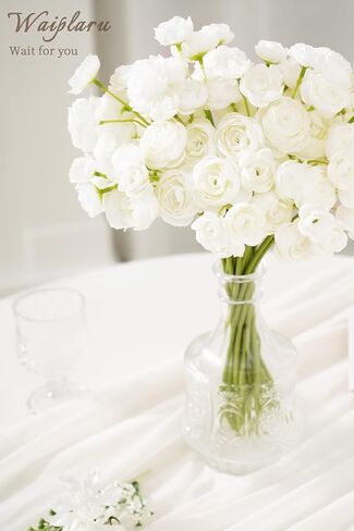 Waipfaru Ranunculus Artificial Flowers, 18Pcs 14In Fake Peonies Artificial Flowers, White Faux Flower for Vase Silk Flower Real Touch Faux Peony Bulk for DIY Wedding Bouquet Home Bridal Shower Decor in Saudi Arabia