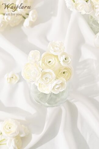Waipfaru Ranunculus Artificial Flowers, 18Pcs 14In Fake Peonies Artificial Flowers, White Faux Flower for Vase Silk Flower Real Touch Faux Peony Bulk for DIY Wedding Bouquet Home Bridal Shower Decor in Saudi Arabia