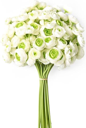 Waipfaru Ranunculus Artificial Flowers, 18Pcs 14In Fake Peonies Artificial Flowers, White Faux Flower for Vase Silk Flower Real Touch Faux Peony Bulk for DIY Wedding Bouquet Home Bridal Shower Decor in Saudi Arabia