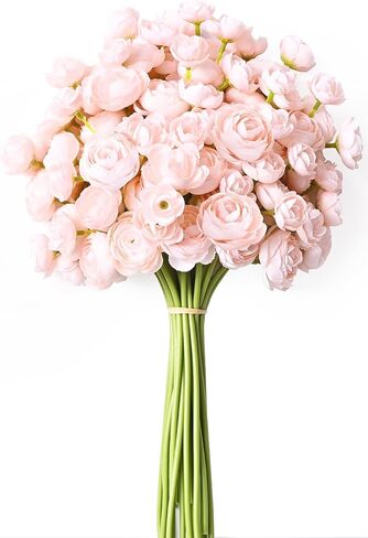 Waipfaru Ranunculus Artificial Flowers, 18Pcs 14In Fake Peonies Artificial Flowers, White Faux Flower for Vase Silk Flower Real Touch Faux Peony Bulk for DIY Wedding Bouquet Home Bridal Shower Decor in Saudi Arabia