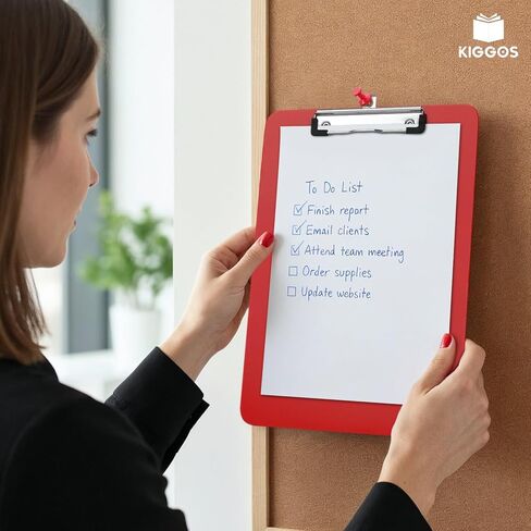 Red Plastic Clipboard 12.5" x 9" Durable Lightweight Clip Board with Low-Profile Metal Clip Holds 100 Sheets Acrylic Heavy Duty Clipboards for Classroom Office Teachers Students Home Truckers in Kuwait