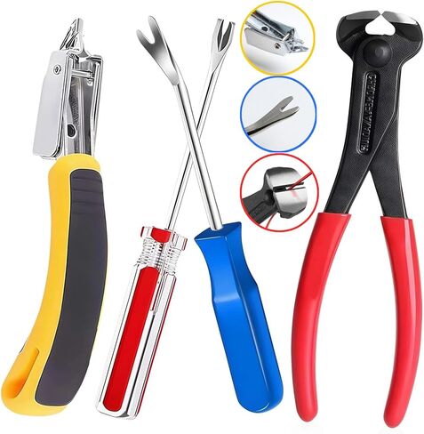 Upholstery Carpet Staple Remover and Nail Puller Remover Tool Set - Staple Puller & Tack Lifter Fastener Remover for Furniture Floor Wall Wood Case Car Photo Frames (4-PK) in Kuwait