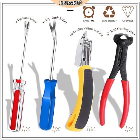Upholstery Carpet Staple Remover and Nail Puller Remover Tool Set - Staple Puller & Tack Lifter Fastener Remover for Furniture Floor Wall Wood Case Car Photo Frames (4-PK) in Kuwait